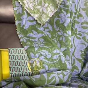 Green and Blue Patterned Scarf